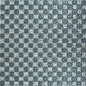 Росмозаика Мозаика стеклянная № 647 шахматка серая рифленая-платина 1,5х1,5 30х30 см