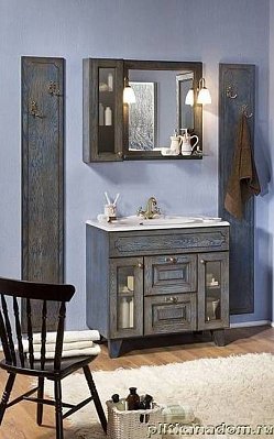 ЭкоМебель Марианна Комплект мебели для ванных комнат Light3 (тумба с умывальником 89,6, зеркало в раме,шкаф 1-дверный стекло)