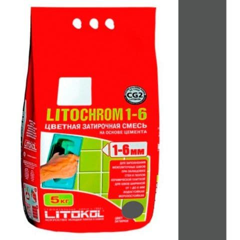 Litokol Затирочная смесь Litochrom 1-6 С.40 антрацит алюм.мешок 5 кг