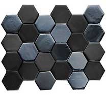 ПентаКерамика Шестиугольник Черный микс Настенная плитка ручной работы 12,5х11,1 см