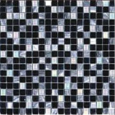 Bertini Mosaic Мозаика Миксы из стекла Grey stone-black-white glass Мозаика 1,5х1,5 сетка 30,5х30,5