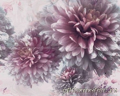 Azulejos Alcor Lugano Decor Floral 2pz Lila Панно (из 2-х штук) 40x50