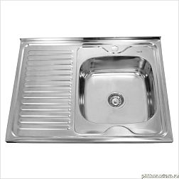 Sinklight Кухонная мойка накладная 8060 L-R толщина 0,8 мм, глубина чаши 180 мм, глянцевая 80х60