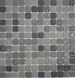 Gidrostroy Стеклянная мозаика L-034 Серая Глянцевая Рифленая 31,7x31,7 (2,5х2,5) см