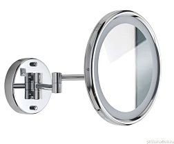 Gedy Sarah, настенное круглое косметическое зеркало (3x) с LED подсветкой (прямое подключение), хром, 2100(13)