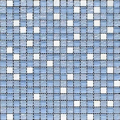 Bertini Mosaic Мозаика Миксы из стекла White stone-blue pearl mix Мозаика 1,5х1,5 сетка 30,5х30,5