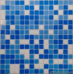 NS-mosaic Econom series MIX14 Мозаика стеклянная бело-синия 32,7х32,7 см