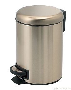 Gedy Potty, круглый контейнер для мусора с педалью (5 л.), крышка soft close, матовое золото, 3309(88)