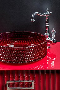 Boheme Monaco Раковина чаша круглая хрустальная рубин 39х12