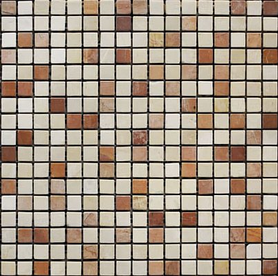 Bertini Mosaic Мозаика из мрамора Chinese Rojo Alcante-Cream Marfil Мозаика 1,5х1,5 сетка 30,5х30,5