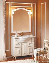 ЭкоМебель Royal Комплект мебели для ванных комнат Royal-1 Lux2 (тумба с умывальником 100, зеркало в раме)