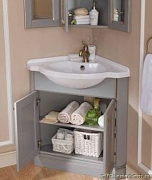 ЭкоМебель Соната Комплект мебели для ванных комнат Light2 (тумба с умывальником угловая 60х60,шкаф угловой с зеркалом,зеркало в раме)