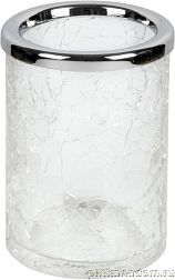 Surya Crystal, стакан 7х7хh10 см, эффект битого стекла, хром, 6601/CH-CRD