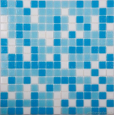 NS-mosaic Econom series MIX2 Бело-сине-голубая (сетка) Стеклянная Мозаика 32,7х32,7 (2х2) см