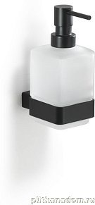 Gedy Lounge, настенный стеклянный дозатор с металлической помпой, черный матовый, 5481(14)