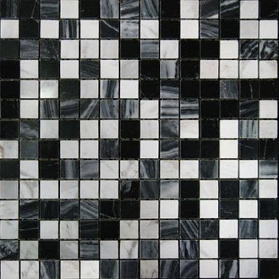 Bertini Mosaic Мозаика из мрамора  Black Marquina Мозаика 2х2 сетка 30,5х30,5