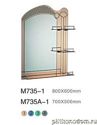 Mynah Комбинированное зеркало М735-3 зелёный 80х60