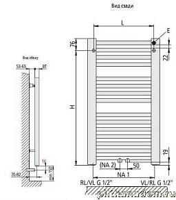 Kermi Basic-50 E001M0800602XXK Водяной полотенцесушитель для закрытой системы отопления
