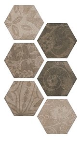 Argenta Ceramica Hexagon Patchword Gold Керамогранит 25х22 см