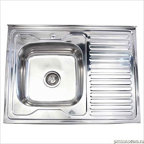 Sinklight Кухонная мойка накладная 8050 L-R с крылом, толщина 0,6 мм, глубина чаши 160 мм 80х50