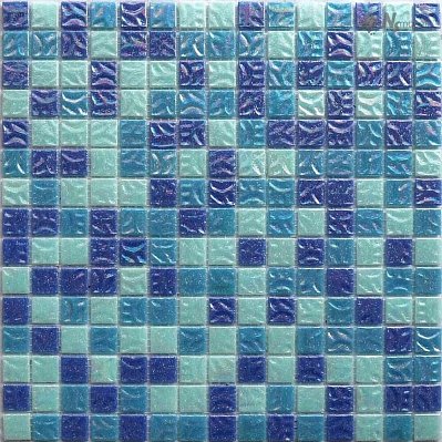 NS-mosaic Econom series MIX27 Мозаика стеклянная синяя (сетка) 32,7х32,7 (2х2) см