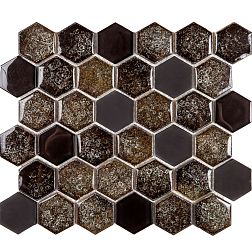Imagine Mosaic Мозаика из керамики Esagono Misto Espresso 24,5х28,5 (4,4х5) см