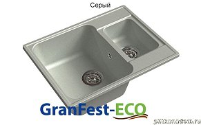 GranFest Eco-09 Композитная кухонная мойка 62х48,серый