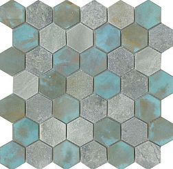 L Antic Colonial Worn Hexagon Verdigris Микс Матовая Мозаика 30x30,5 см