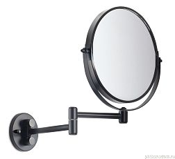 Gedy Michel, настенное круглое поворотное косметическое зеркало (3x) со складным механизмом, черный матовый, 2104(14)