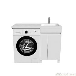 Тумба с умывальником напольная для стиральной машины с дверцами, 110 см, правая, белая, Iddis Optima Home (OPH11RDi95K)