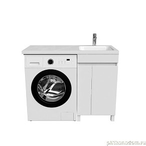 Тумба с умывальником напольная для стиральной машины с дверцами, 110 см, правая, белая, Iddis Optima Home (OPH11RDi95K)