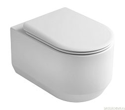 White Ceramic Tao, подвесной безободковый унитаз 53x38x32,5h см, в комплекте с крепежом и сиденьем микролифт WC108S-SL, белый глянцевый