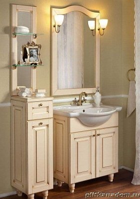 ЭкоМебель Royal Комплект мебели для ванных комнат Royal-3 Soft2 (тумба с умывальником 80, зеркало в раме)