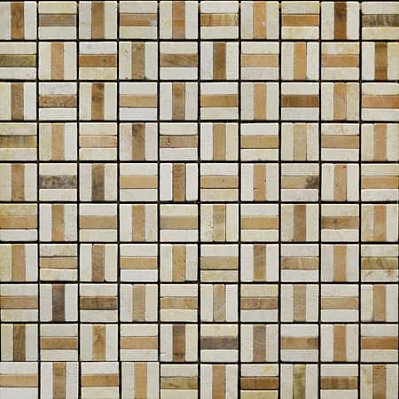 Bertini Mosaic Мозаика из мрамора Egyption Yellow-Wood-Grain Yellow Мозаика 1х3 сетка 30,5х30,5