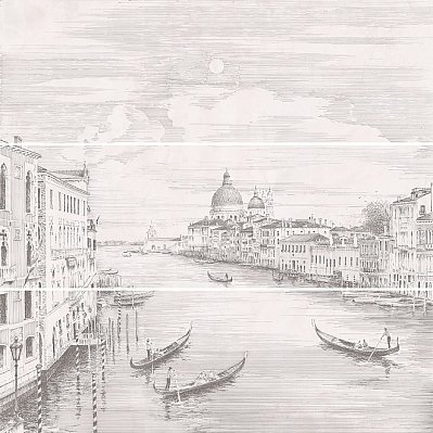 Керама Марацци Город на воде Панно Venice из 3-х частей 12109R-3x-3F 75х75 см