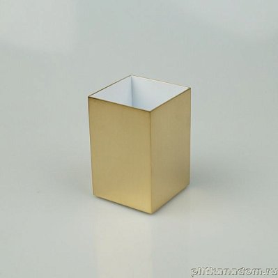 Surya Metall, квадратный металлический стакан 6х6хh9 см, золото сатин, 6227/GOS