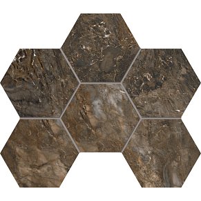 Estima Bernini BR04 Hexagon Dark Brown Коричневая Матовая Мозаика 25x28,5 см