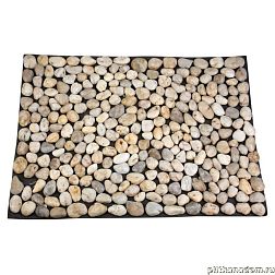 Sekitei Каменная мозаика Коврик натуральная Галька на резине MS00-1 бело-серая 70х50 см
