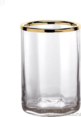 Surya Crystal, стакан 7х7хh10 см, стекло с эффектом волны, золото, 6601/GO-WAV