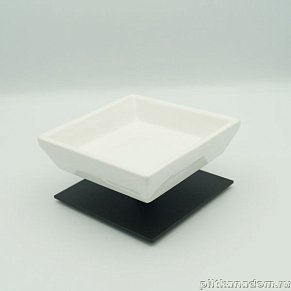 Stil Haus Urania, настольная керамическая мыльница на ножке, чёрный матовый - белая керамика, 616(23-BI)