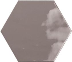 Ribesalbes Geometry Hex Charcoal Glossy Коричневая Глянцевая Настенная плитка 15х17,3 см