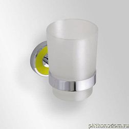 Bemeta Trend-i 104110018h Одиночный держатель стакана с матовым стеклом, жёлтая основа