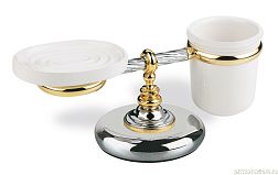 Stil Haus Giunone, настольные керамические мыльница + стакан, золото, G15М(16)