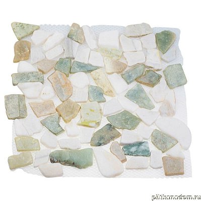 Sekitei Каменная мозаика MS-WB3 Мрамор бело-зелёный квадратный 32х32 см