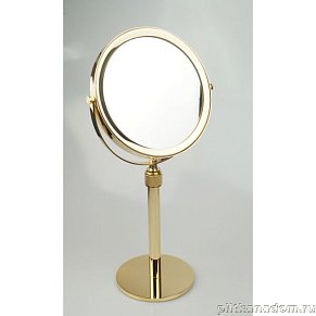 Surya Metall, настольное круглое увеличительное поворотное зеркало с круглым основанием 17,5х17,5хh39-50 см, золото, 6247/GO