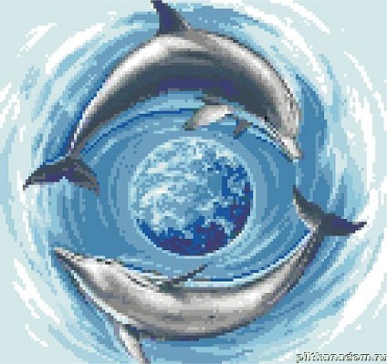 Альзаре Панно Дельфины с шаром Мозаика 281,4x299 (2х2)