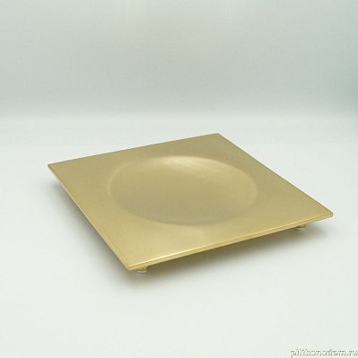 Surya Metall, квадратная металлическая мыльница на ножках 12х12 см, золото сатин, 9813/GOS
