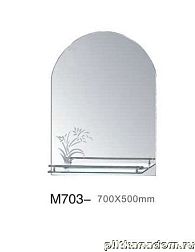 Mynah Зеркала М703 серебро с полкой и светильником 70х50