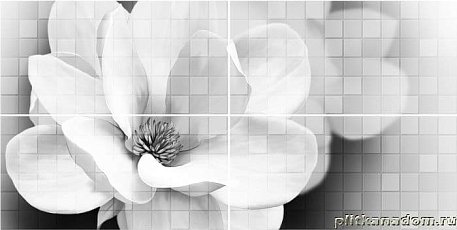 Global Tile Unica 1608-0110 Graphite Панно Магнолия (из 4-х плиток) 80х40