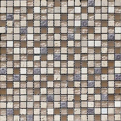 Bertini Mosaic Мозаика Миксы из стекла  Cream marfil-brown glass-resin Мозаика 1,5х1,5 сетка 30,5х30,5